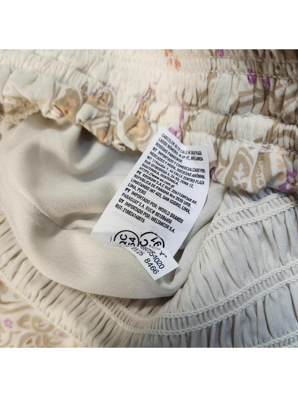 American Eagle Wide Leg Strapless Jumpsuit Beige Paisley Floral Print Large NWT - Picture 10 of 11
